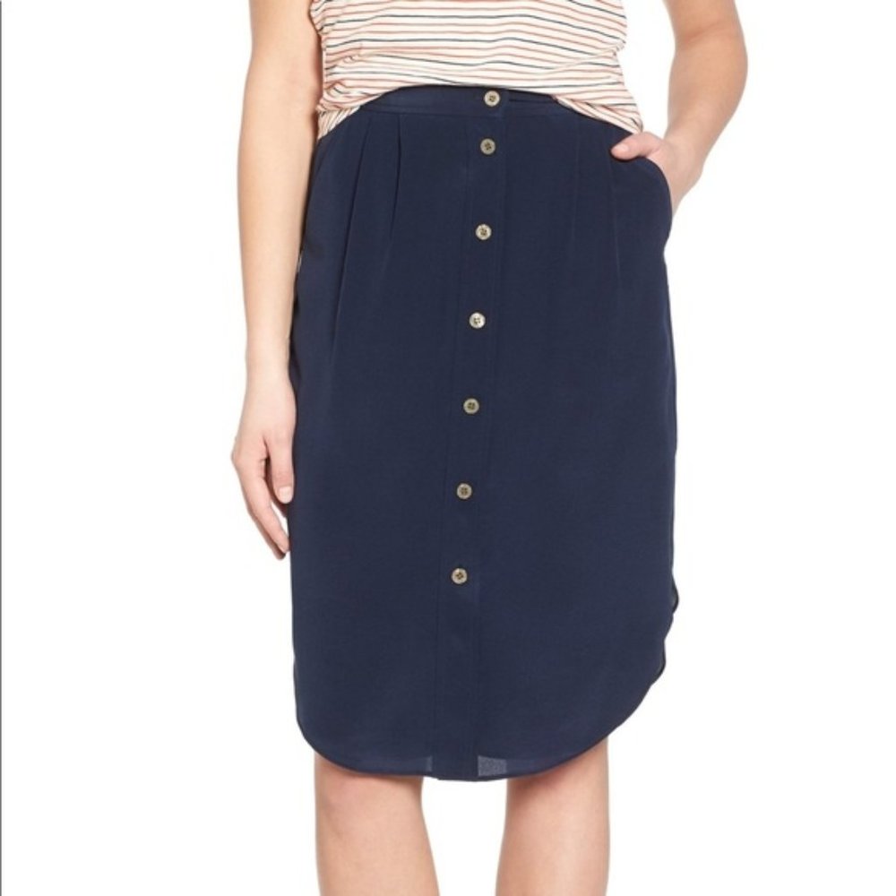 Madewell Silk Island Button Front Skirt